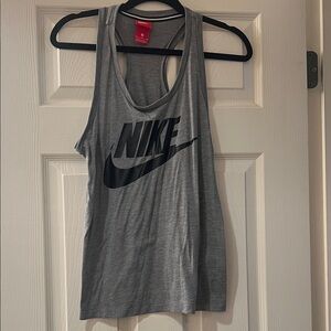 Nike Women's Gray Tank Top with Black Logo
